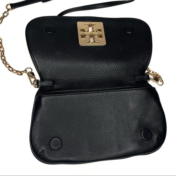 Tory Burch Britten Crossbody Bag Leather Black Convertible Clutch - Picture 5 of 10
